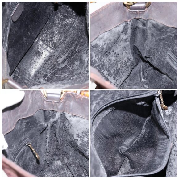 GUCCI Bamboo Shoulder Bag Suede 2way Dark Brown Gold Auth - Picture 16 of 16